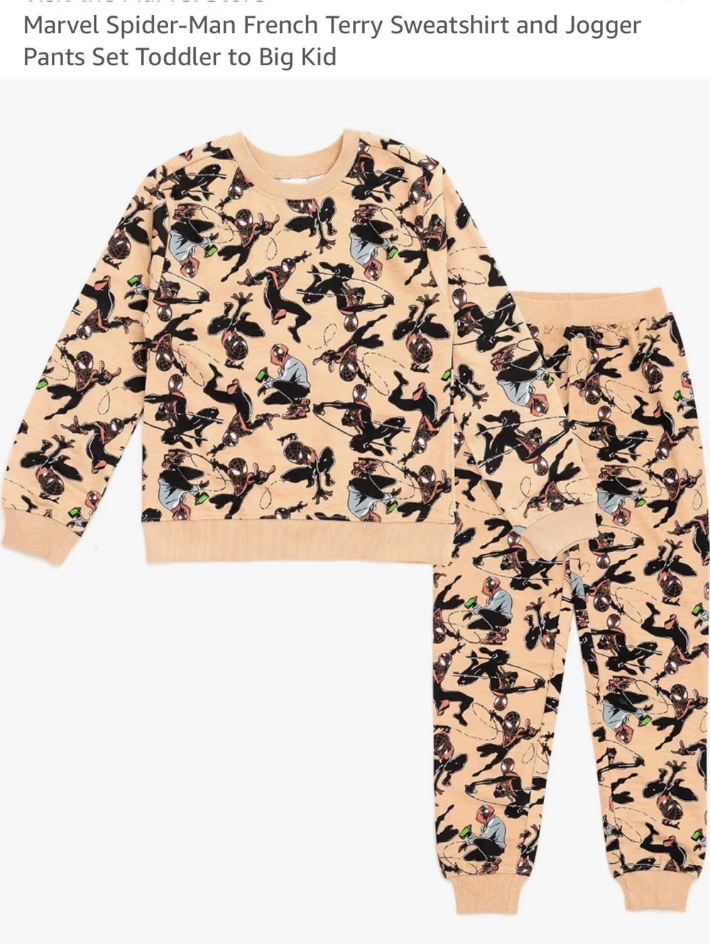 Spider-Man Peach Kids Set - Sweatshirt & Joggers